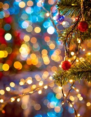 Festive holiday lights background with depth of field for a vibrant and joyful celebration