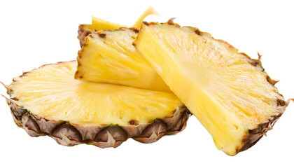 slice of pineapple on white or transparent background