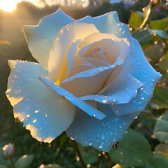 white rose with water drops