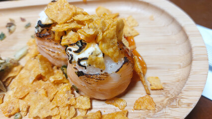 Japanese food on a plate in a restaurant