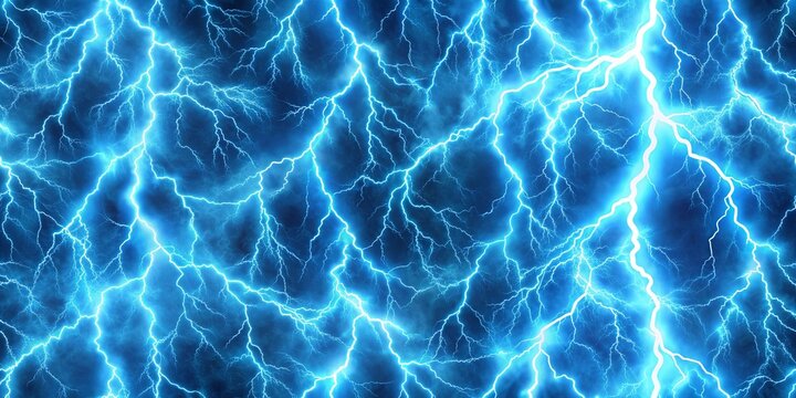 Bright light blue seamless texture of a lightning storm, with a pattern of thunder and lightning