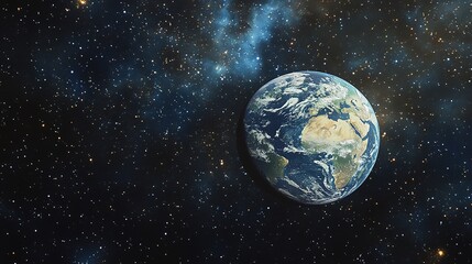 A beautiful view of sunrise over Earth, with swirling galaxies in the background