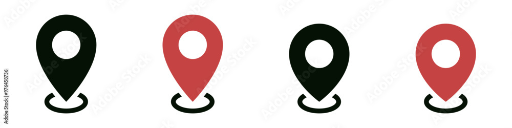 Aufkleber Location icon set, Map pin place marker. location pointer icon symbol in flat style. Red Location pin icon, Navigation sign
