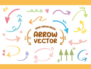 Hand-drawn chalk style variety of arrow vector. Crayon brush doodle sketch arrows. Freehand drawing flat Yajirushi collection. Line Point Round Circle. Cartoon style arrows. Chalkboard. Drawing. point