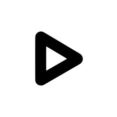 Black triangular play button icon on a white background. - obrazy, fototapety, plakaty