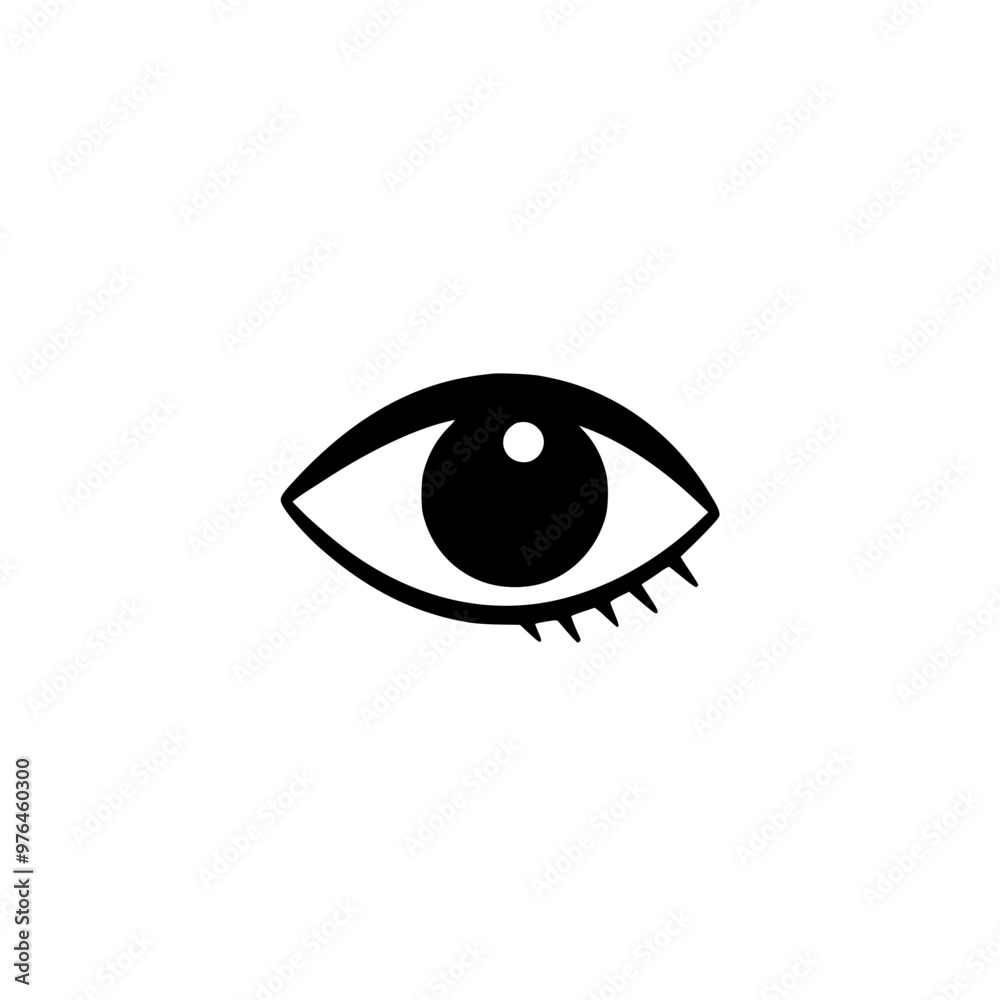 Canvas Prints simple black and white icon of an eye with minimalistic design and bold lines.