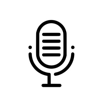 recommend clip art: Black and white icon of a classic microphone with a stand, suggesting audio or recording theme.