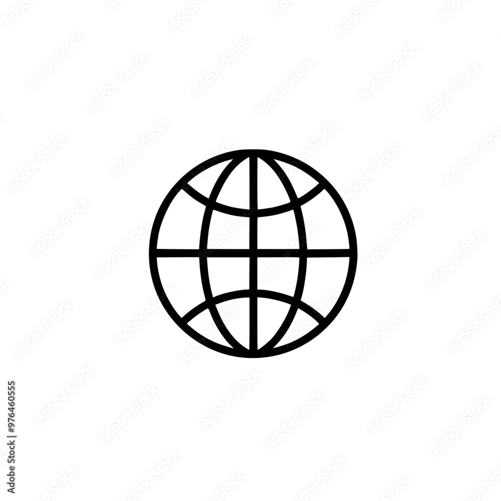 Canvas Prints simple black and white globe icon representing global connectivity and the internet.