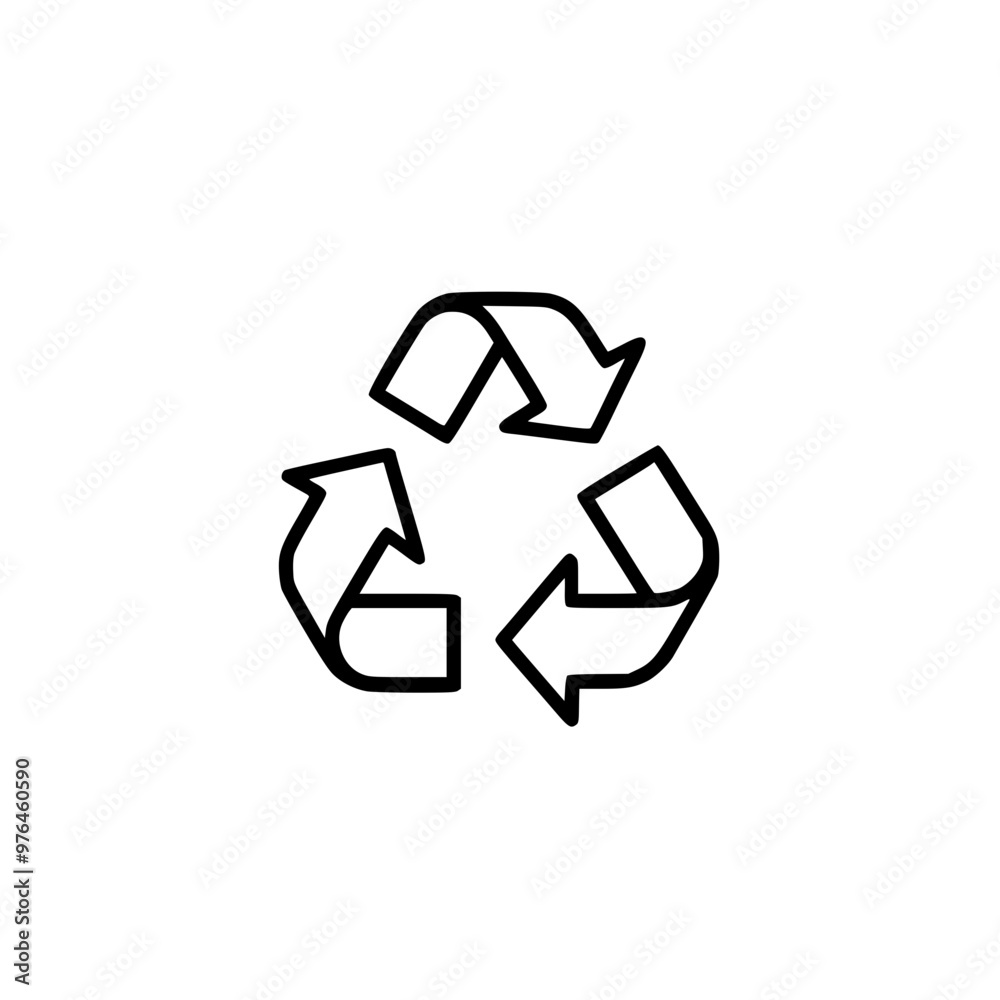 Sticker a black and white recycling symbol consisting of three arrows arranged in a triangle.