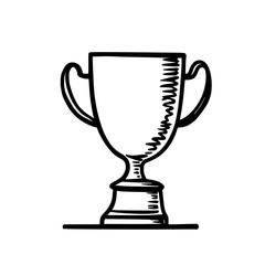 Black and white sketch of a trophy cup symbolizing achievement and victory.