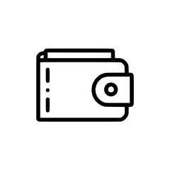 Minimalistic black and white icon of a closed wallet with a clasp.