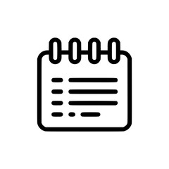 Fototapeta premium Black and white icon of a spiral notepad with lines, representing notes or tasks.