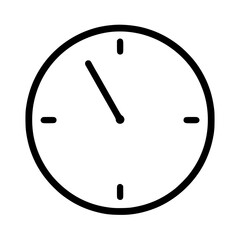 A minimalist black and white clock icon with a single hand pointing towards nine.