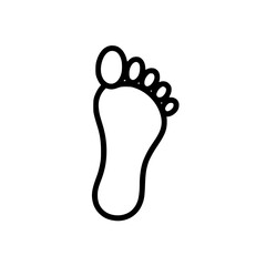 Black outline of a human foot with five toes, simple and minimalist design.