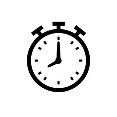 Black and white icon of a classic stopwatch with a minimalist design.