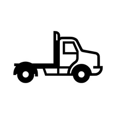 Black and white silhouette of a truck without a trailer on a white background.