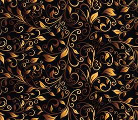 Luxury Golden Floral Carving Seamless Pattern