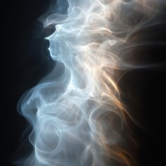 Abstract Ethereal Smoke Art with Light and Dark Contrasts Creating a Mystical and Dreamlike Atmosphere