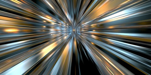 Fototapeta premium Abstract composition featuring streams of orange and blue,light emanating from deep, dark space