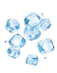Obraz premium Crystal clear ice cubes scattered background