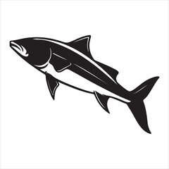  Cobia fish silhouette vector art illustration.