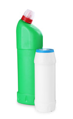 Two toilet cleaners in bottles isolated on white