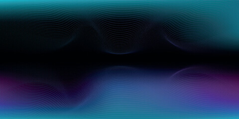 Obraz premium Background design with moving abstract wave glowing dots, neon lights in blue, purple or pink gradient. Hi-tech or technological mood Modern,signs