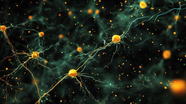 A detailed shot of the brainâ€™s neural network, with synaptic connections and pathways highlighted