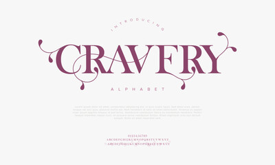 Obraz premium Cravery typography beauty fashion elegant minimalist serif italic fonts decorative wedding vintage retro logos. Minimal luxury font alphabet logo. Vector illustration