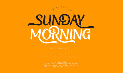 Sundaymorning typography beauty fashion elegant minimalist serif italic fonts decorative wedding vintage retro logos. Minimal luxury font alphabet logo. Vector illustration