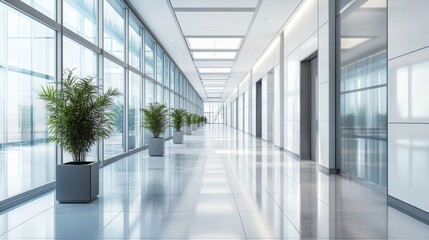 Empty corridor in modern office building