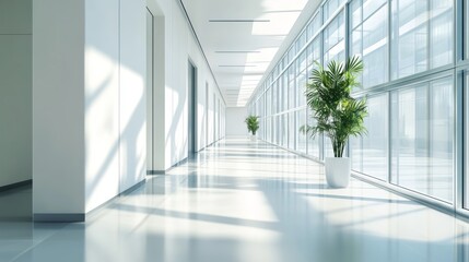 Empty corridor in modern office building