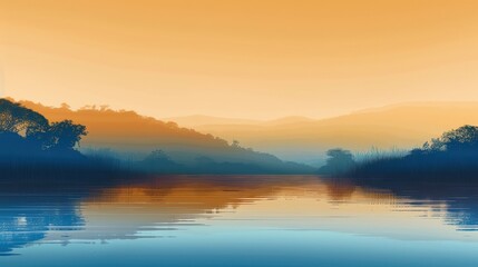 Tranquil Sunset Over a Still Lake