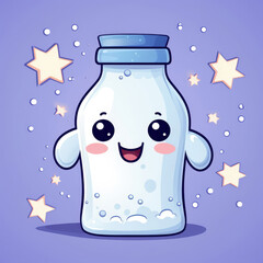 Fototapeta premium Cute Cartoon Milk Character with Space for Copy