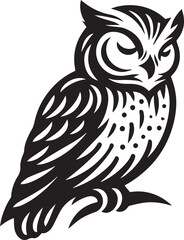 Fototapeta premium Owl black and white illustration victor with white background