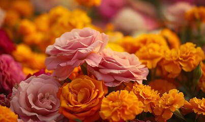 Fototapeta premium Colorful of artificial flower in the market for sale, stock photo