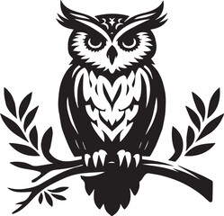 Obraz premium Owl black and white illustration victor with white background