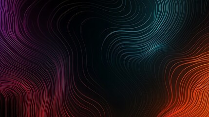 Abstract Wavy Lines Pattern with Red, Blue, and Orange Glows