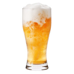 glass of beer with foam isolated on transparent white background, clipping path