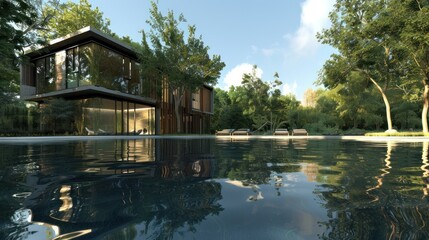 Fototapeta premium Modern House by the Pool