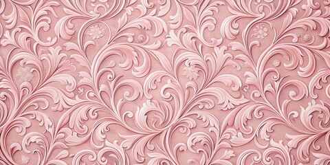 Close up of elegant pink swirl wallpaper with intricate patterns