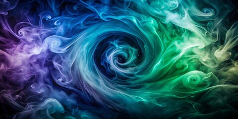 Naklejka premium A mystical swirling vortex of smoke in deep hues of indigo and emerald