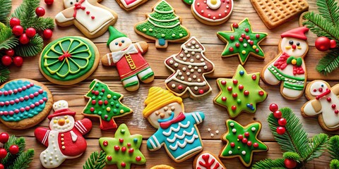 Obraz premium Christmas cookies decorating with colorful icing to create adorable gingerbread houses