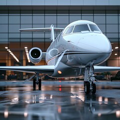 a private jet in the airport. Side view