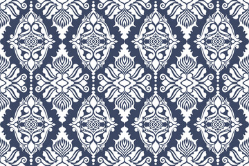 Damask geometric pattern, Ethnic ikat seamless pattern, African style, Abstract vector, Chevron embroidery, Paisley embroidery, Navajo pattern, Aztec and tribal motifs, Vector hand drawn style.