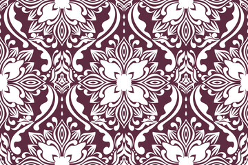 Fototapeta premium Damask geometric pattern, Ethnic ikat seamless pattern, African style, Abstract vector, Chevron embroidery, Paisley embroidery, Navajo pattern, Aztec and tribal motifs, Vector hand drawn style.