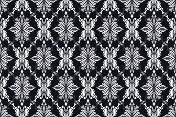 Damask geometric pattern, Ethnic ikat seamless pattern, African style, Abstract vector, Chevron embroidery, Paisley embroidery, Navajo pattern, Aztec and tribal motifs, Vector hand drawn style.