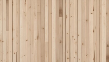 Fototapeta premium vertical layout of a wooden wall with a series of evenly spaced, vertical planks. The wood has a light, natural color with visible grain patterns and some areas showing darker, weathered spots.