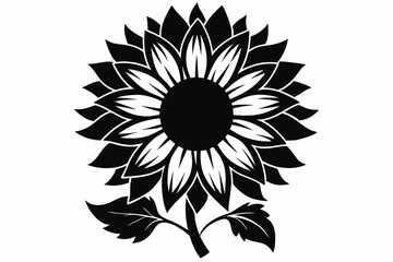 Sunflower, Sunflower outline. Vector illustration.