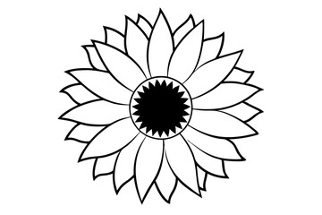 Sunflower, Sunflower outline. Vector illustration.